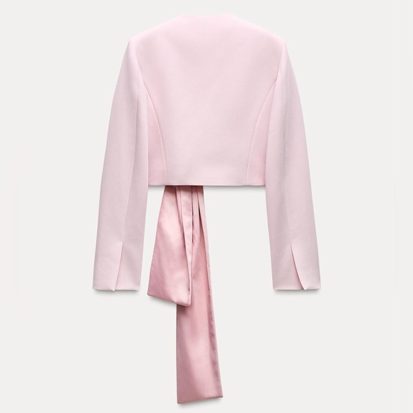 🦋 Bloggers Favorite 🦋 NWT Zara Crop Satin Effect Blazer Size M - Picture 15 of 16